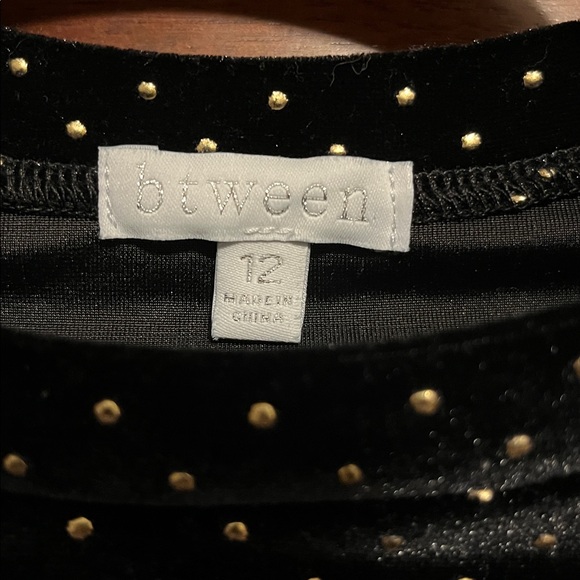 btween Black ‘Velvet Like’ Girl’s Skirt Set with Gold Polka Dots - Picture 2 of 8